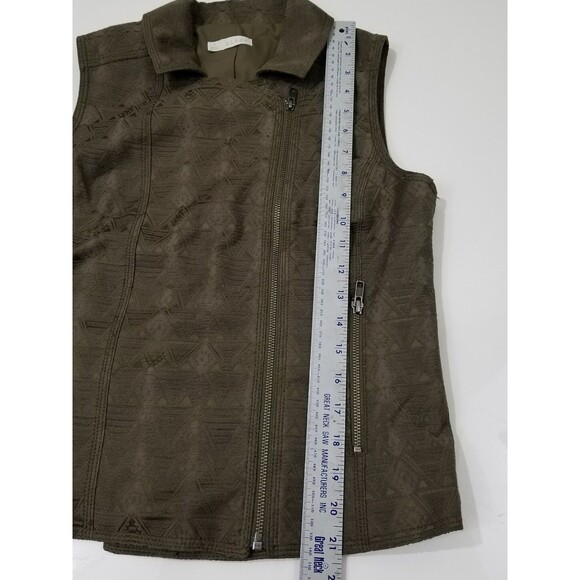 Hinge Olive Green Texture  Vest Side Zip Size S EUC A4 - Picture 7 of 7